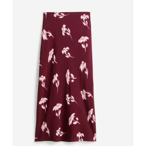 Madewell NWT Maxi Slip Skirt Floral Bordeaux Red Sz 14 Cottage Boho 90s Feminine - Picture 3 of 13